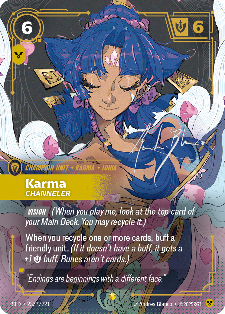 Karma, Channeler SFD-237*/221 Signed Riftbound card