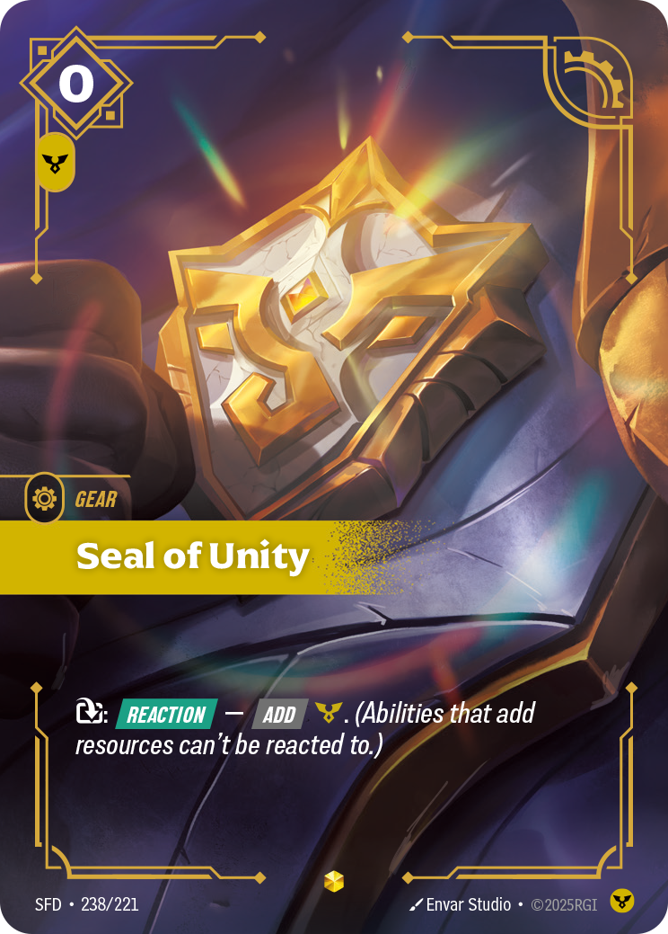 Seal of Unity SFD-238/221 Alternate Art Riftbound card