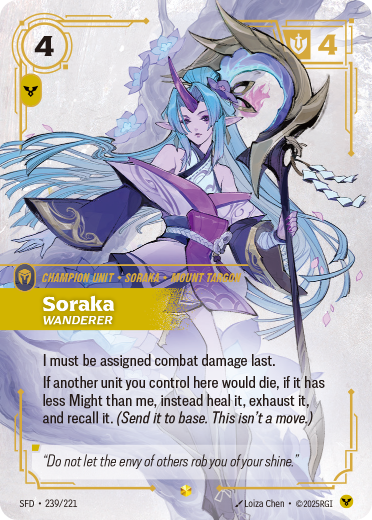 Soraka, Wanderer SFD-239/221 Alternate Art Riftbound card