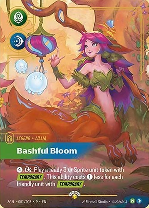 Bashful Bloom SGN-001/003-P Foil Riftbound card
