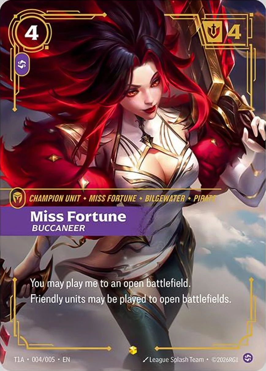 Miss Fortune, Buccaneer T1A-004/005 Alternate Art Riftbound card