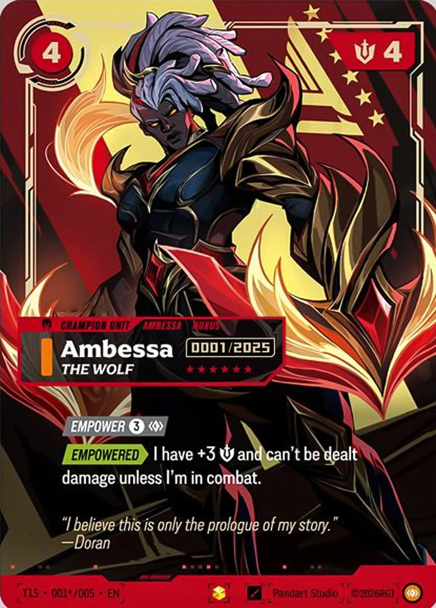 Ambessa, The Wolf T1S-001*/005 Signed Riftbound card