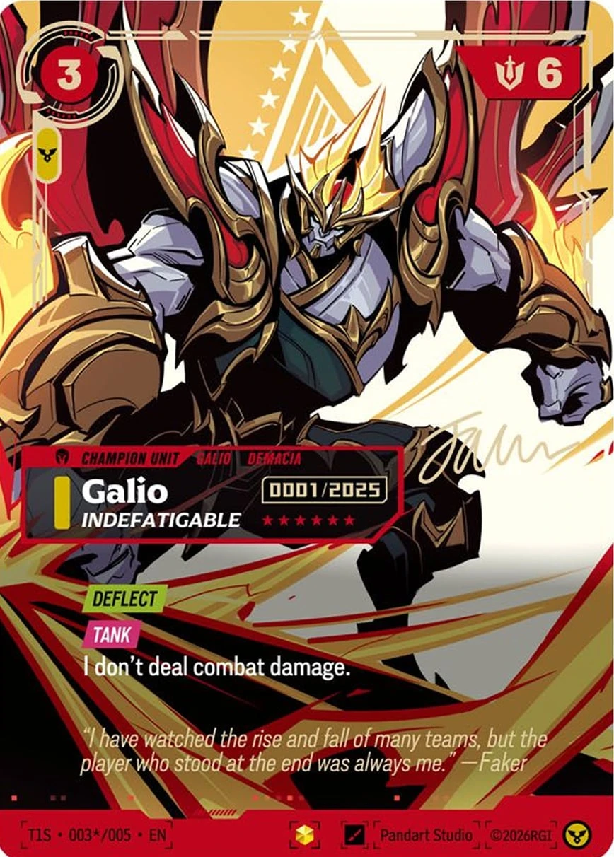 Galio, Indefatigable T1S-003*/005 Signed Riftbound card