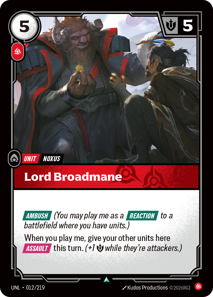Lord Broadmane UNL-012/219 Normal Riftbound card