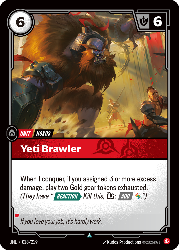 Yeti Brawler UNL-018/219 Normal Riftbound card
