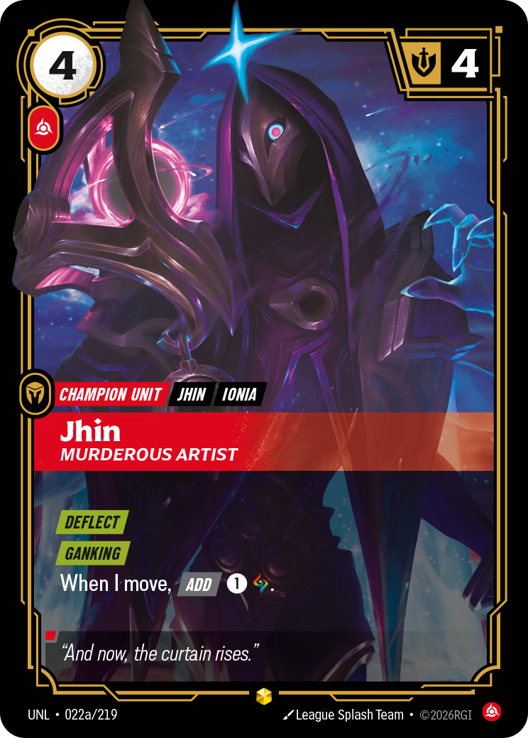 Jhin, Murderous Artist UNL-022a/219 Alternate Art Riftbound card
