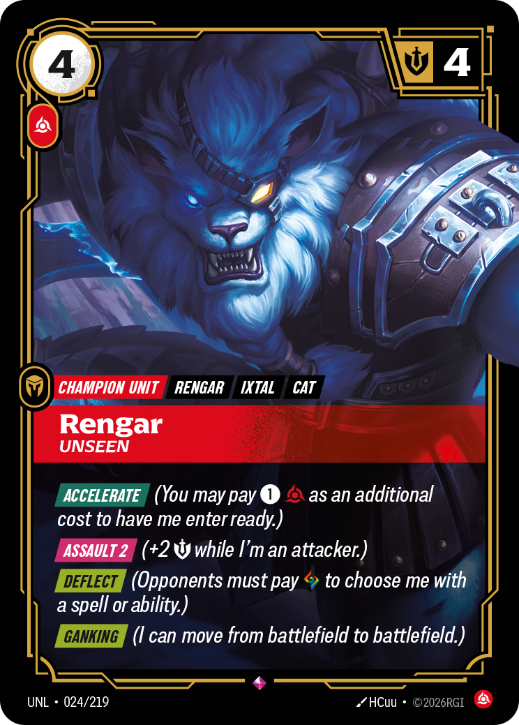 Rengar, Unseen UNL-024/219 Normal Riftbound card