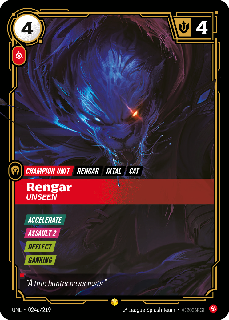 Rengar, Unseen UNL-024a/219 Alternate Art Riftbound card