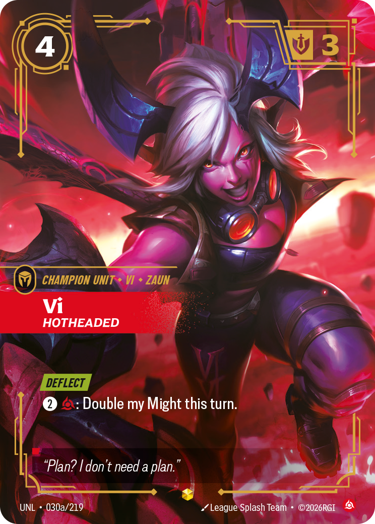 Vi, Hotheaded UNL-030a/219 Alternate Art Riftbound card