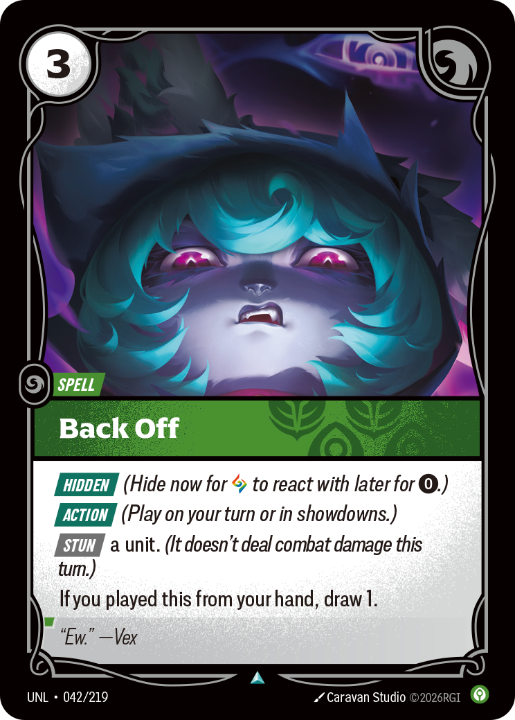 Back Off UNL-042/219 Normal Riftbound card