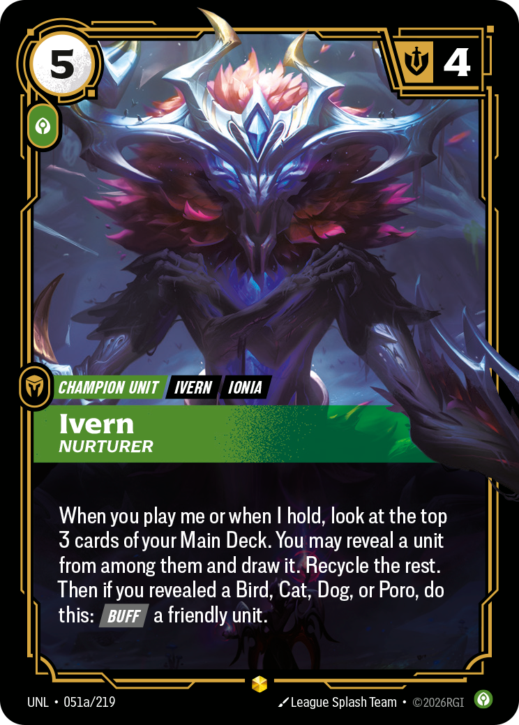 Ivern, Nurturer UNL-051a/219 Alternate Art Riftbound card