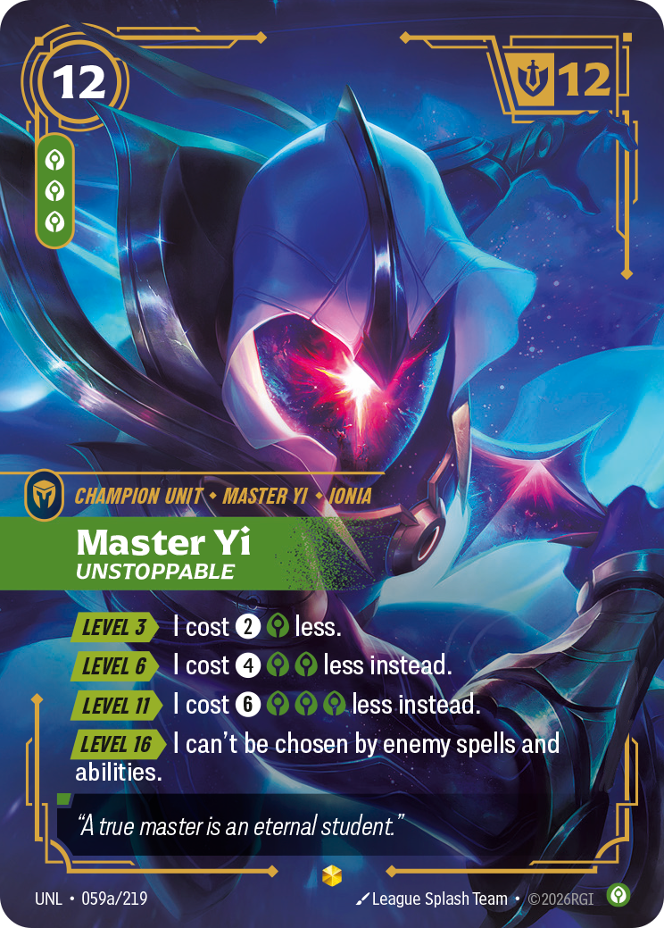 Master Yi, Unstoppable UNL-059a/219 Alternate Art Riftbound card