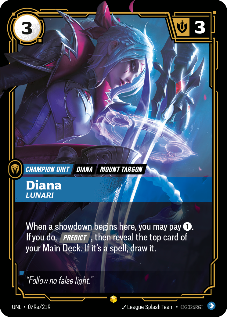 Diana, Lunari UNL-079a/219 Alternate Art Riftbound card