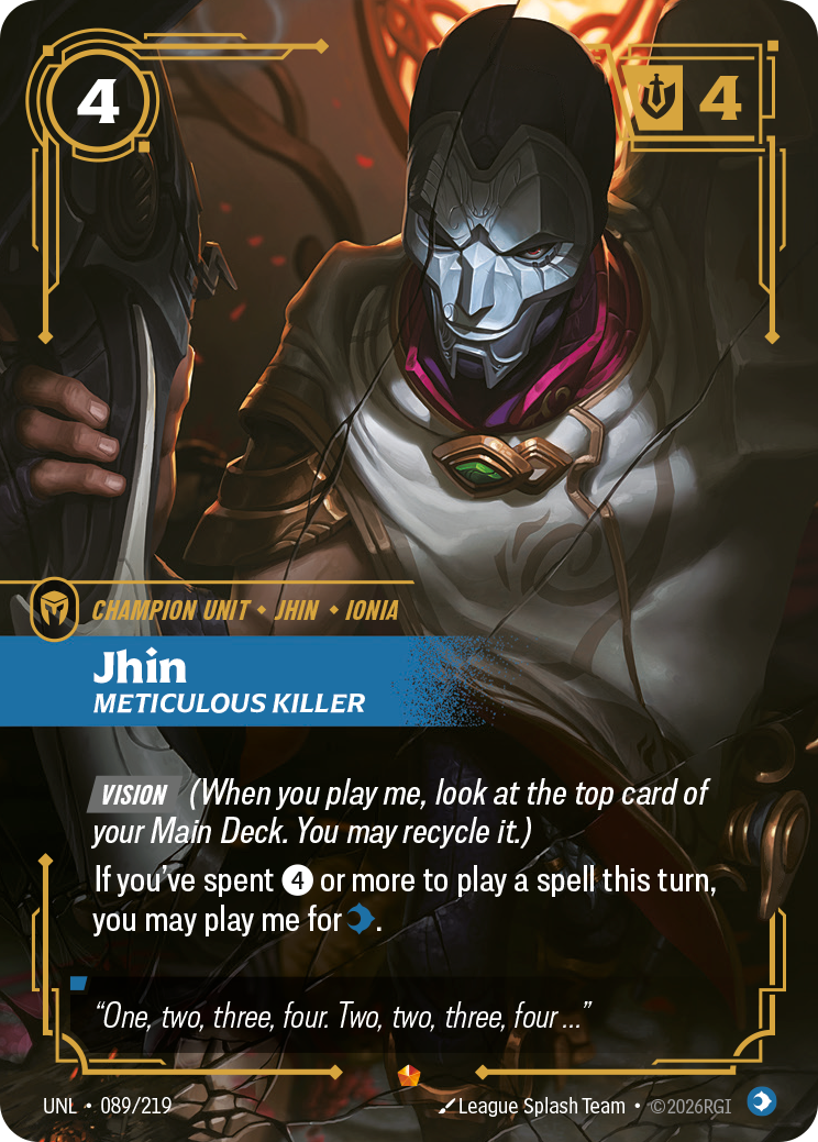 Jhin, Meticulous Killer UNL-089/219 Normal Riftbound card