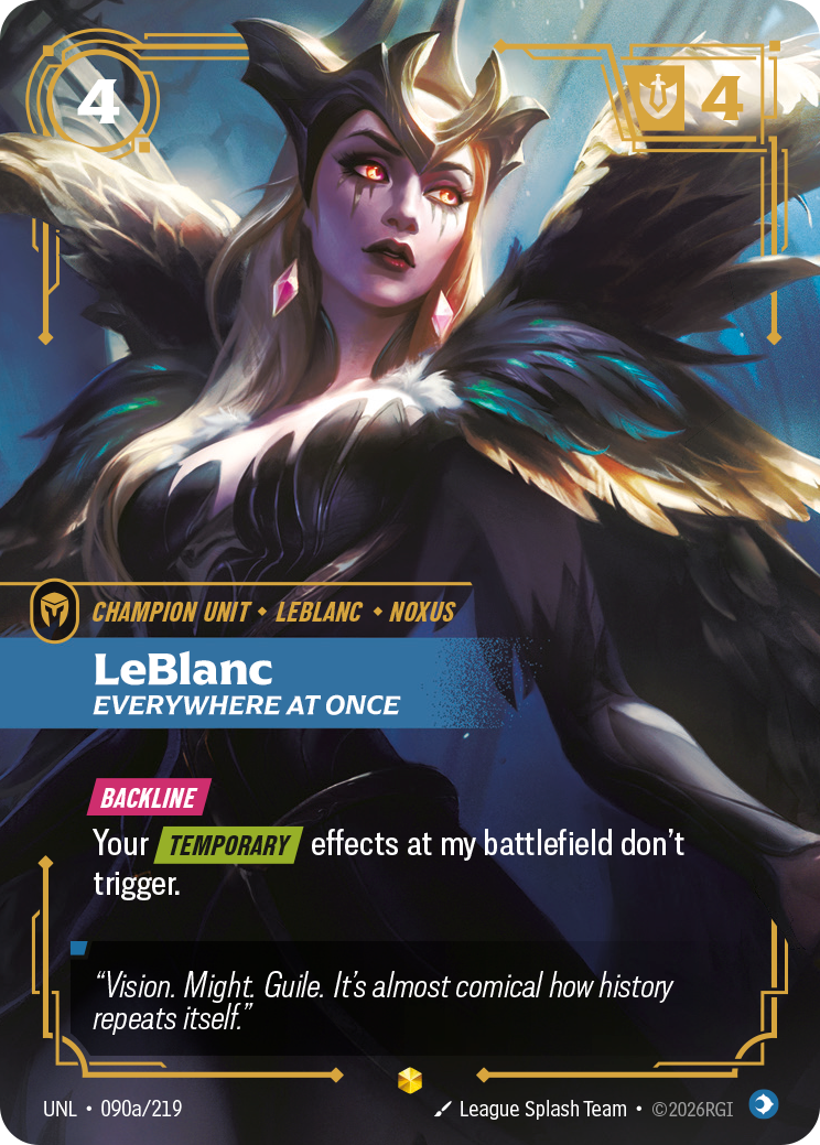 LeBlanc, Everywhere at Once UNL-090a/219 Alternate Art Riftbound card