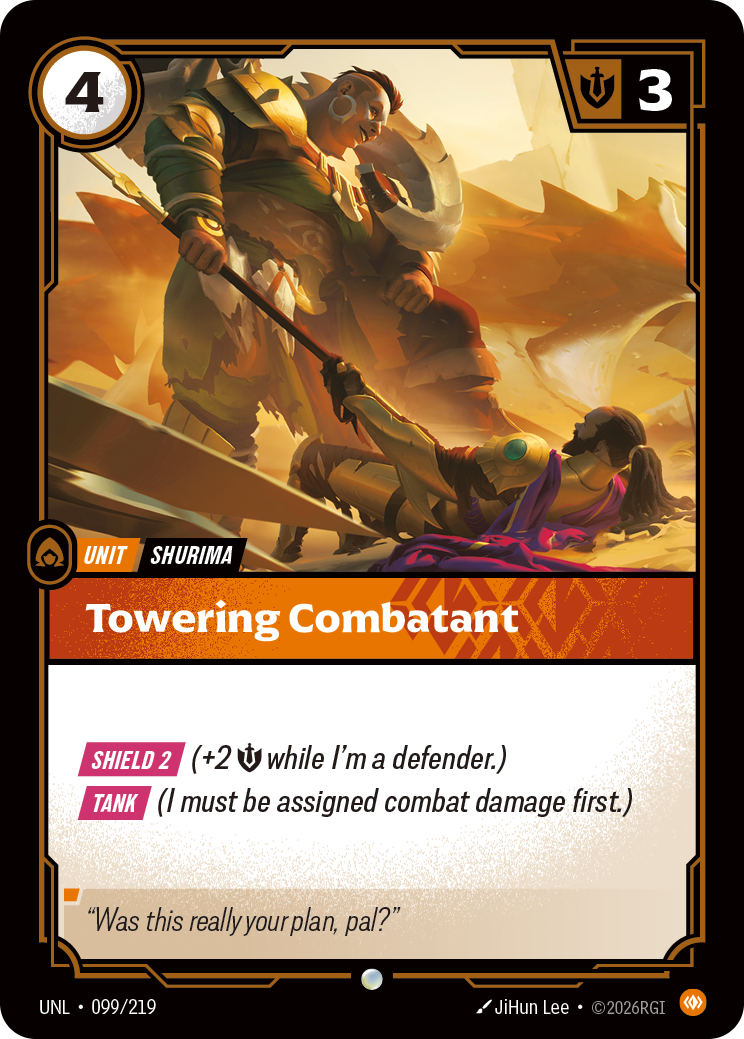 Towering Combatant UNL-099/219 Normal Riftbound card