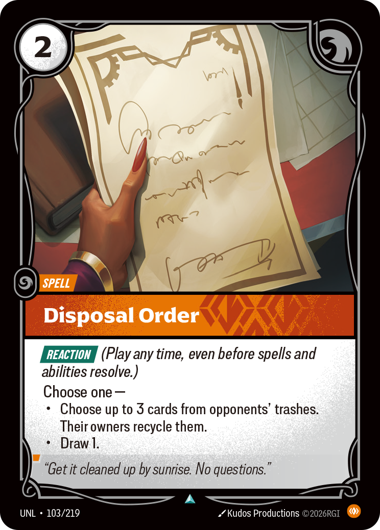 Disposal Order UNL-103/219 Normal Riftbound card