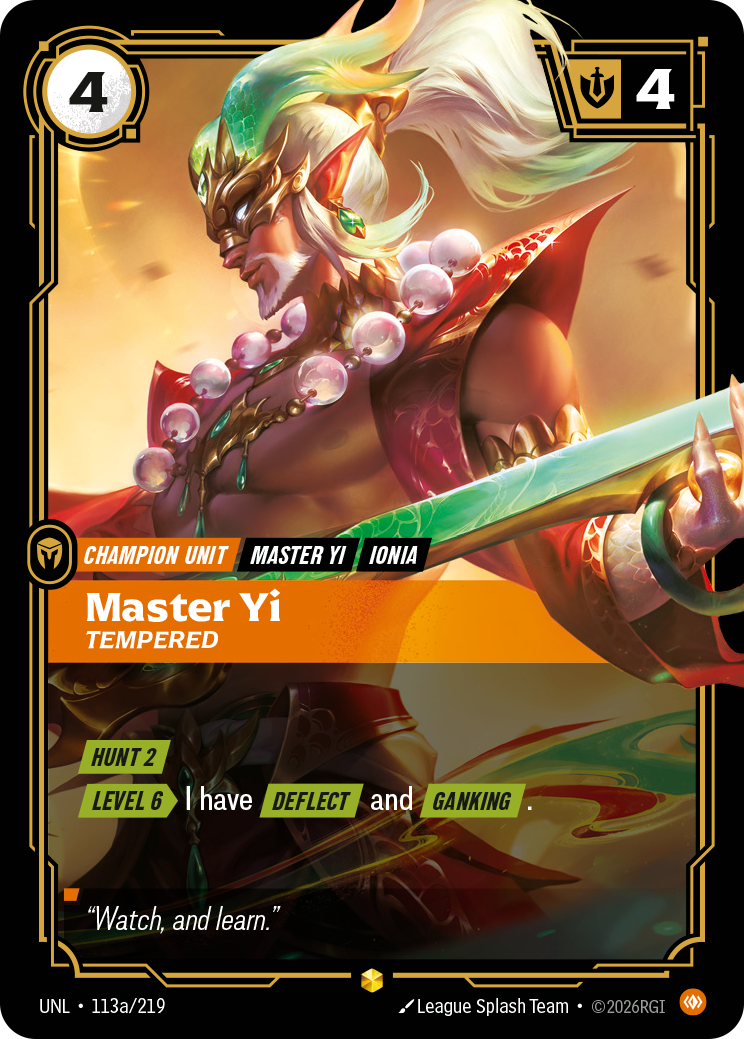 Master Yi, Tempered UNL-113a/219 Alternate Art Riftbound card