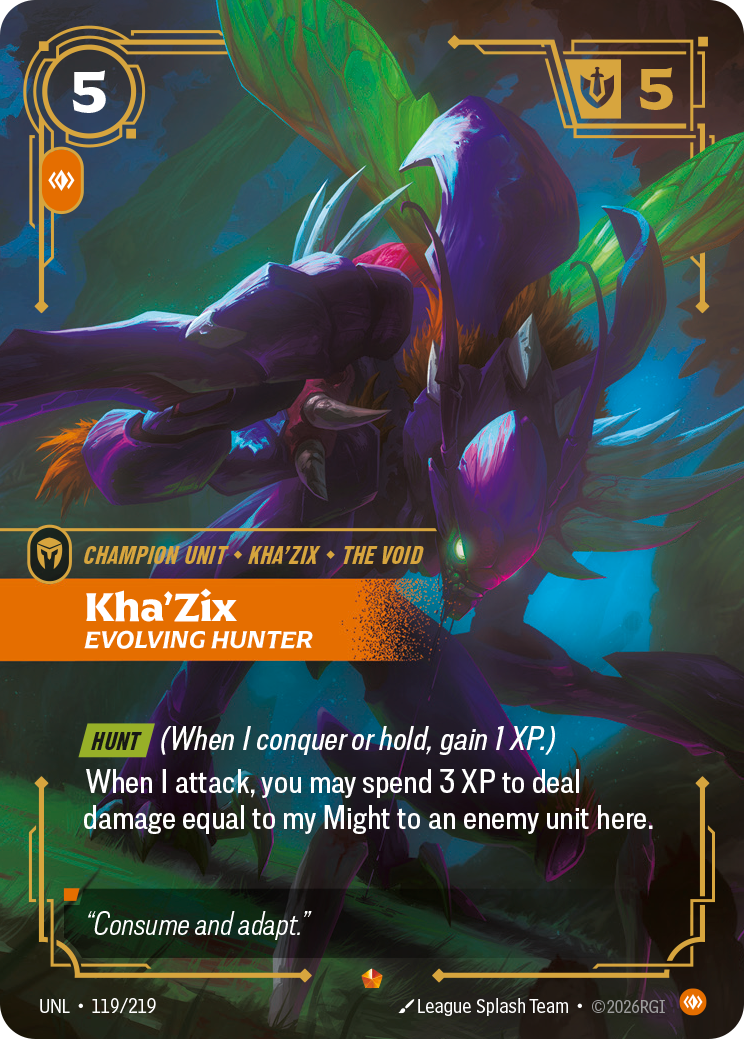 Kha'Zix, Evolving Hunter UNL-119/219 Normal Riftbound card