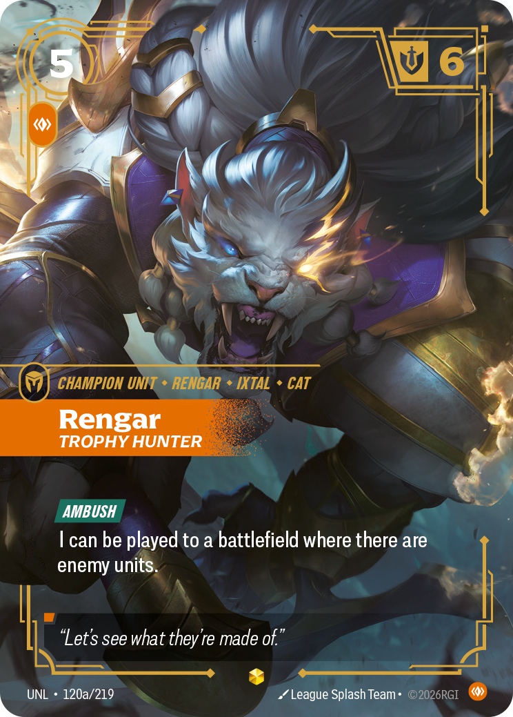 Rengar, Trophy Hunter UNL-120a/219 Alternate Art Riftbound card