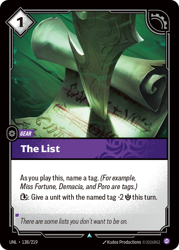 The List UNL-138/219 Normal Riftbound card