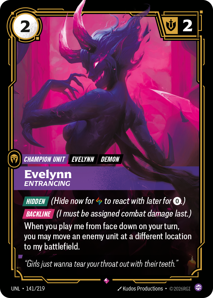 Evelynn, Entrancing UNL-141/219 Normal Riftbound card