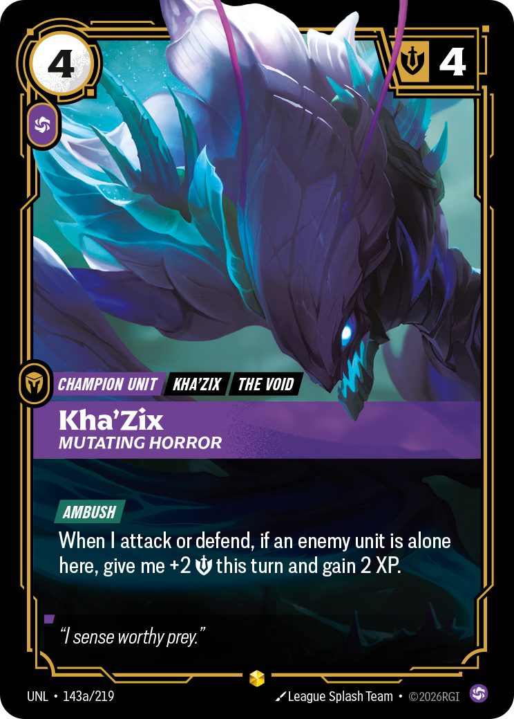 Kha'Zix, Mutating Horror UNL-143a/219 Alternate Art Riftbound card