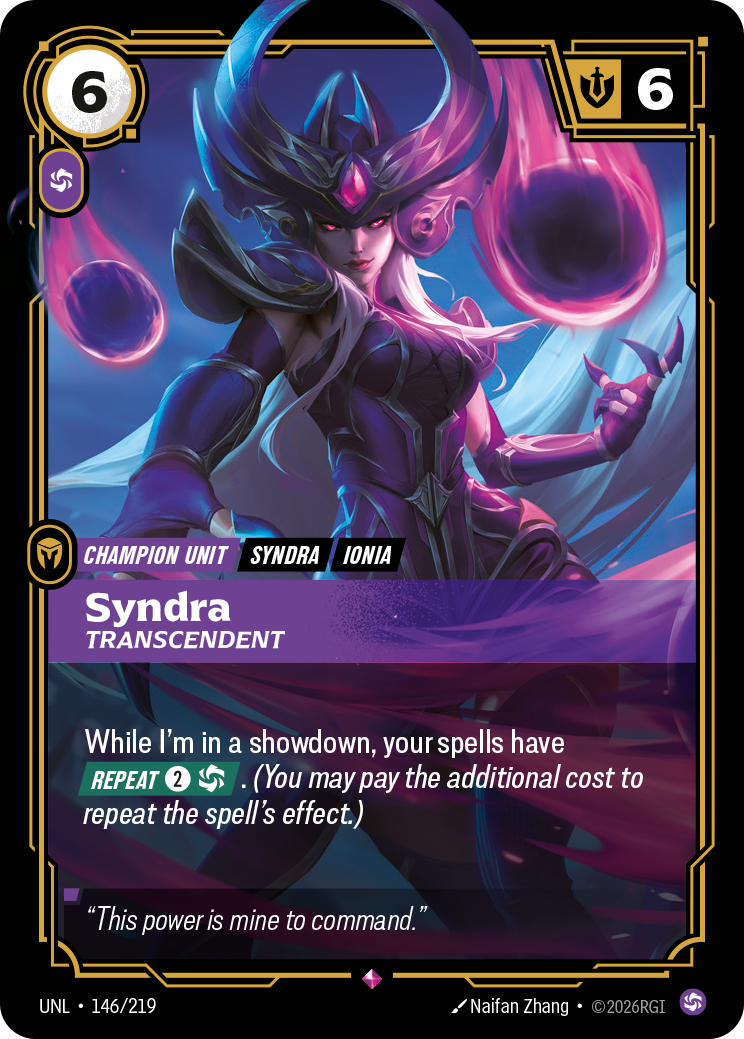 Syndra, Transcendent UNL-146/219 Normal Riftbound card