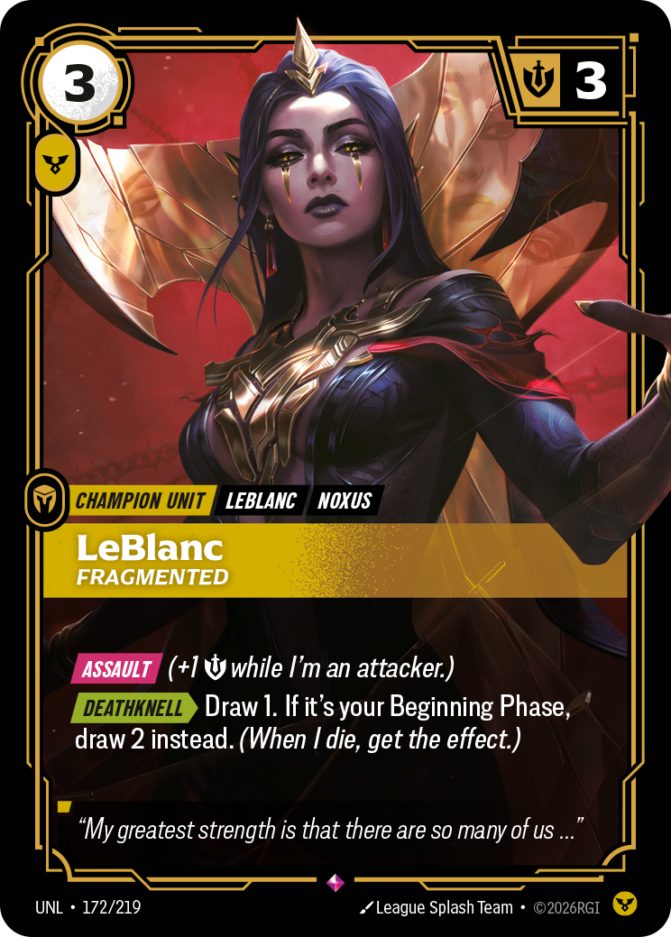 LeBlanc, Fragmented UNL-172/219 Normal Riftbound card