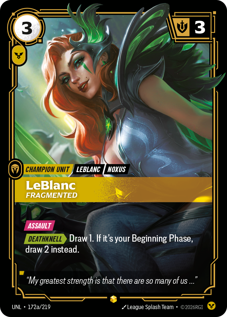 LeBlanc, Fragmented Riftbound card