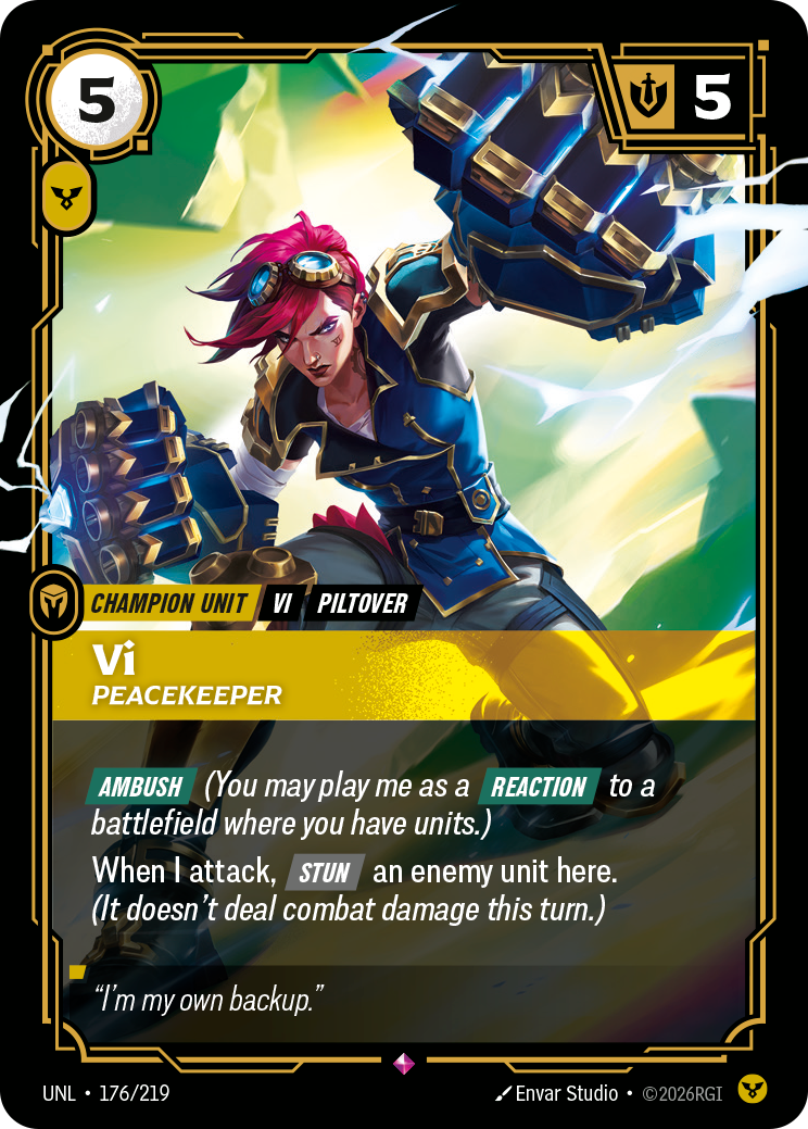 Vi, Peacekeeper UNL-176/219 Normal Riftbound card