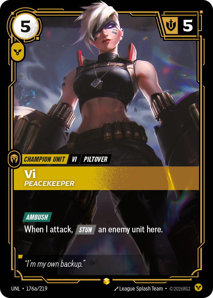 Vi, Peacekeeper UNL-176a/219 Alternate Art Riftbound card