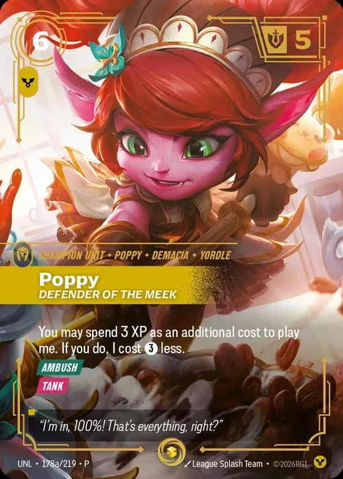 Poppy, Defender of the Meek UNL-178a/219-P-T8 Alternate Art Riftbound card