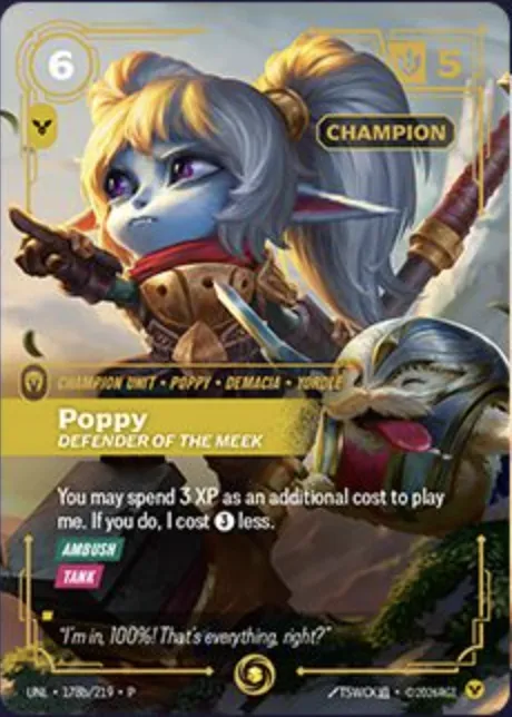 Poppy, Defender of the Meek UNL-178b/219-P-CP Alternate Art Riftbound card