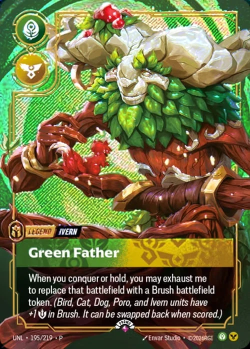 Green Father UNL-195/219-P-PRIZE Normal Riftbound card