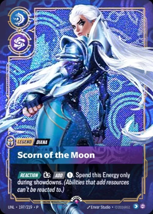 Scorn of the Moon UNL-197/219-P-BEST Foil Riftbound card