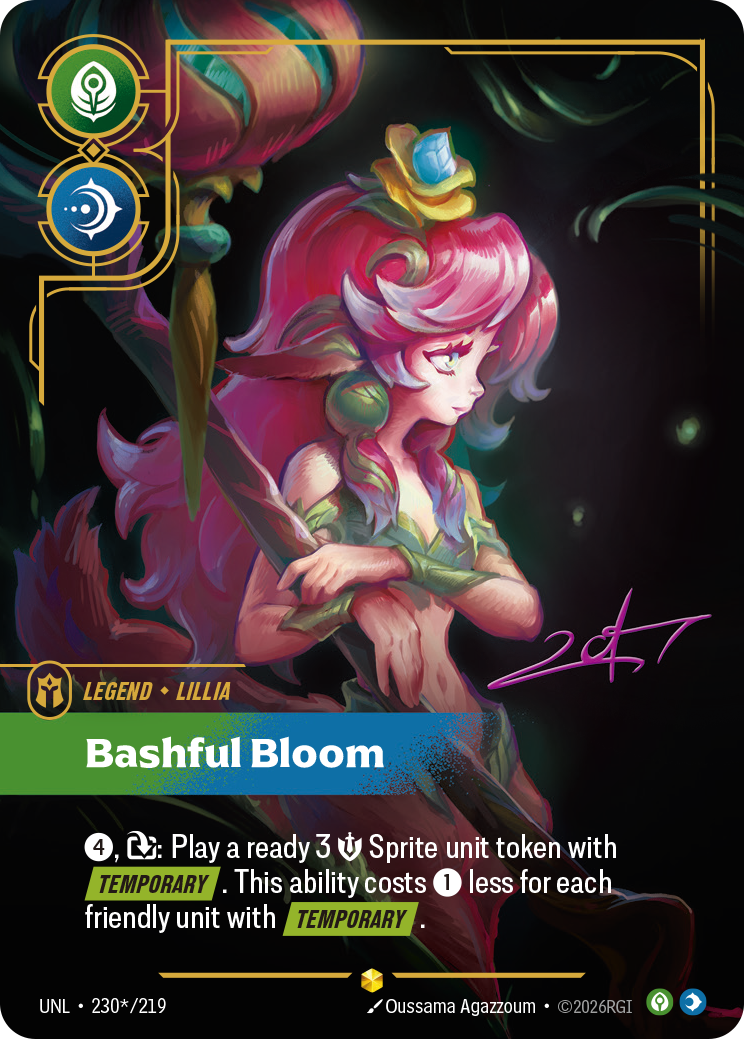 Bashful Bloom UNL-230*/219 Signed Riftbound card