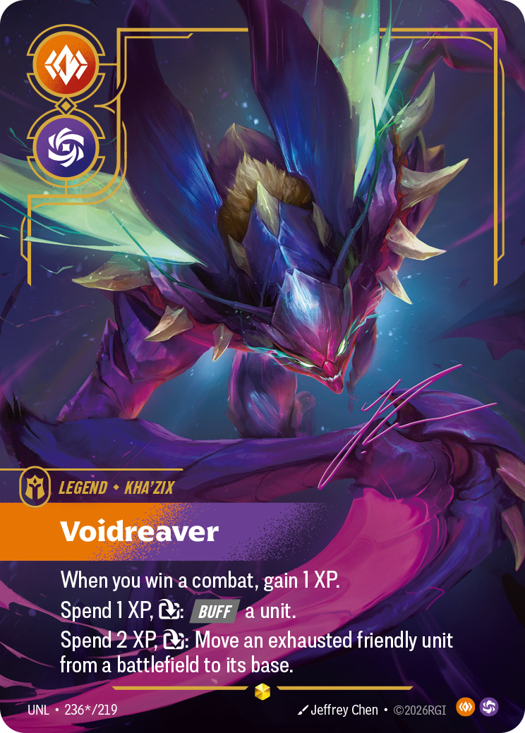 Voidreaver UNL-236*/219 Signed Riftbound card