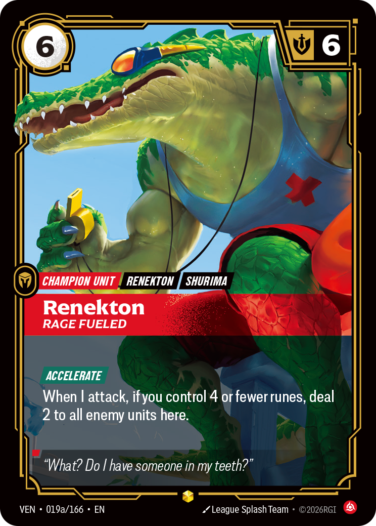Renekton, Rage Fueled VEN-019a/166 Alternate Art Riftbound card