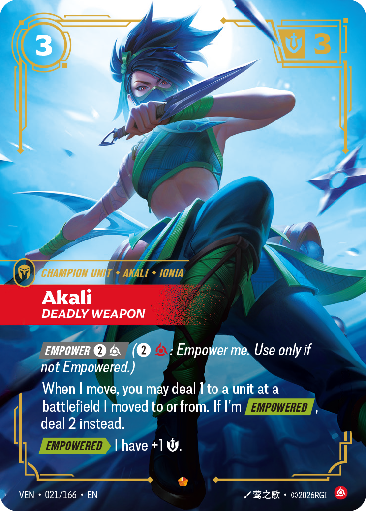 Akali, Deadly Weapon VEN-021/166 Normal Riftbound card