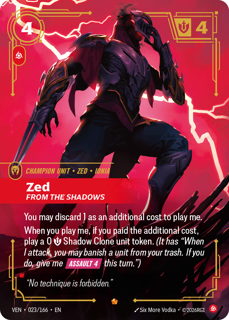 Zed, From the Shadows VEN-023/166 Normal Riftbound card