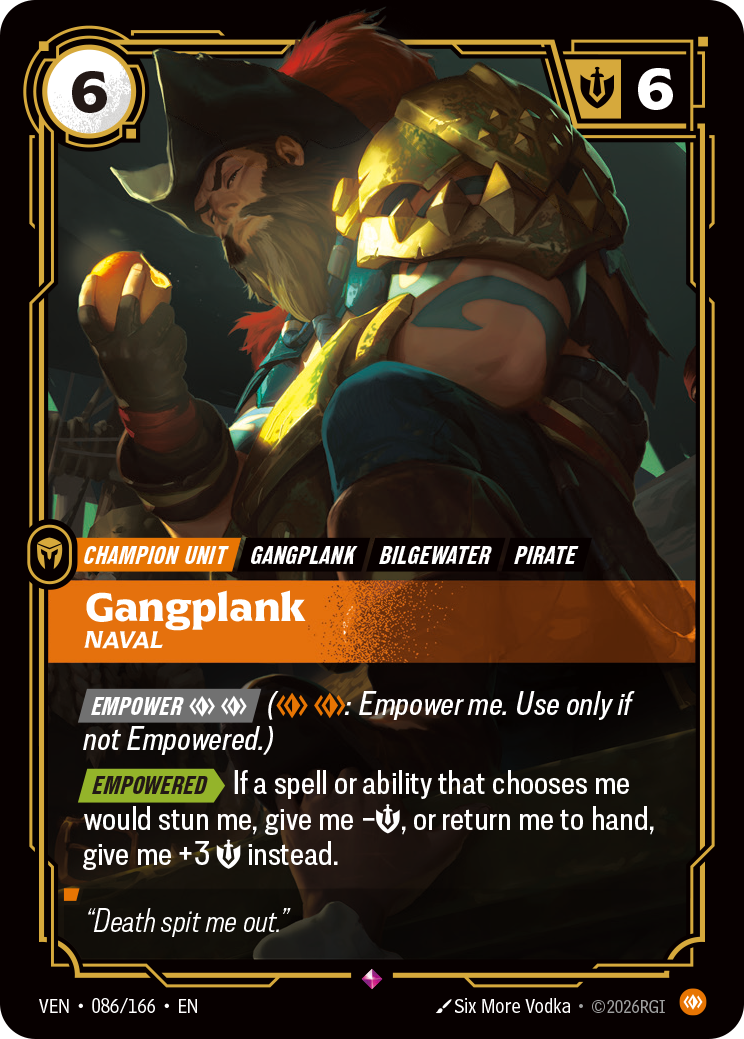 Gangplank, Naval VEN-086/166 Normal Riftbound card