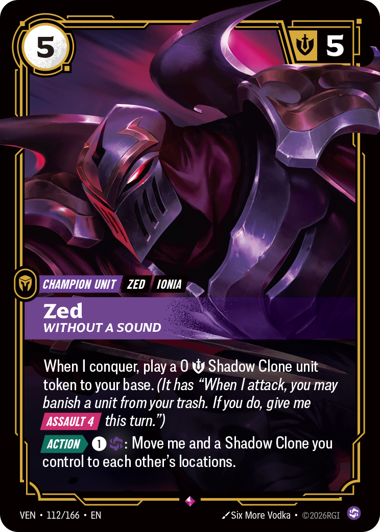Zed, Without a Sound VEN-112/166 Normal Riftbound card