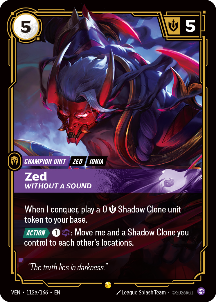 Zed, Without a Sound VEN-112a/166 Alternate Art Riftbound card