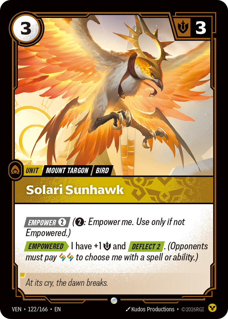 Solari Sunhawk Riftbound card