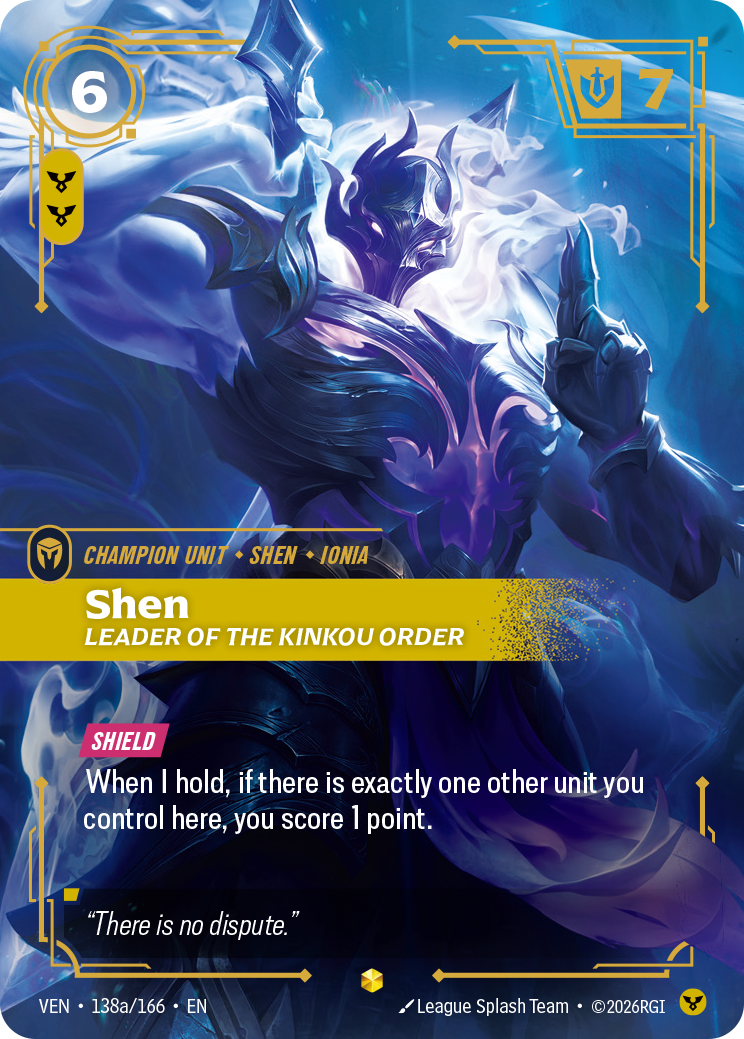 Shen, Leader of the Kinkou Order VEN-138a/166 Alternate Art Riftbound card