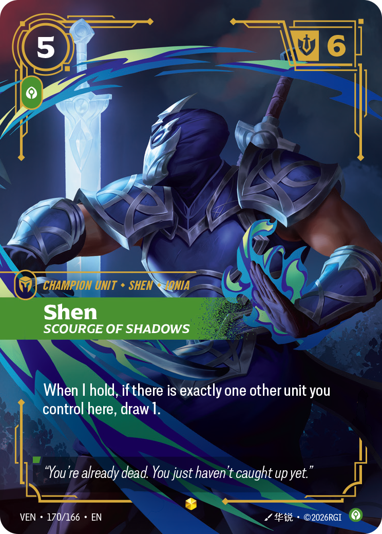 Shen, Scourge of Shadows VEN-170/166 Alternate Art Riftbound card