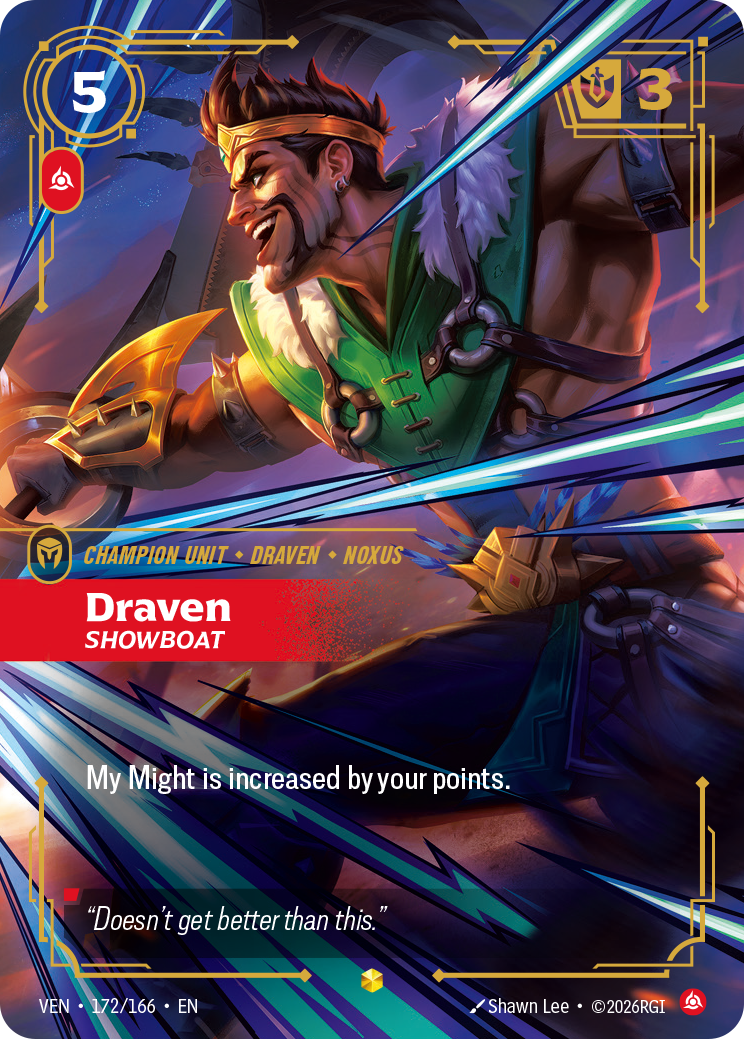 Draven, Showboat VEN-172/166 Alternate Art Riftbound card