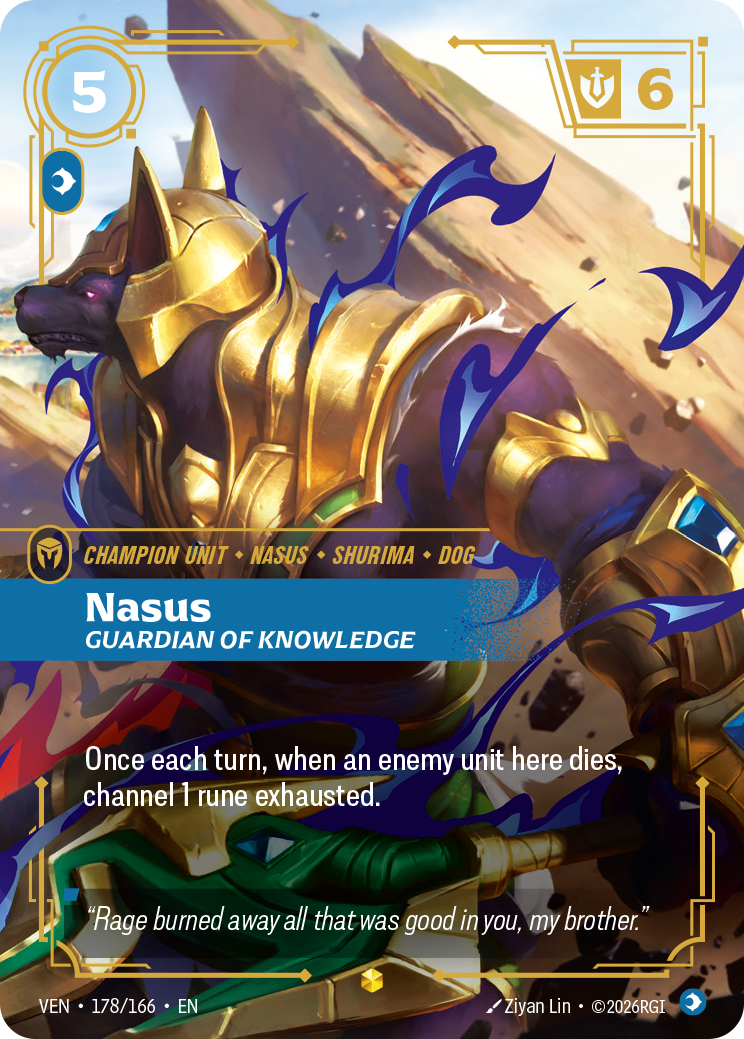 Nasus, Guardian of Knowledge VEN-178/166 Alternate Art Riftbound card