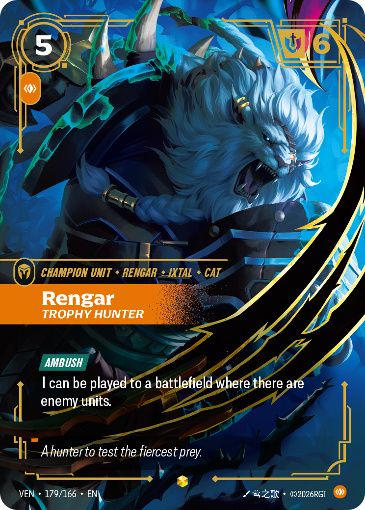 Rengar, Trophy Hunter VEN-179/166 Alternate Art Riftbound card